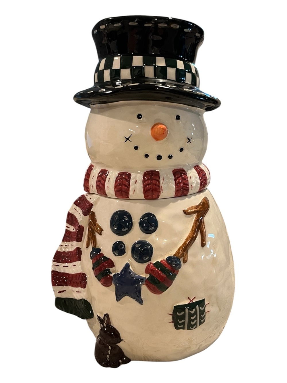 St. Nicholas Square Snow Friends Ceramic Snowman Cookie Jar Canister Christmas